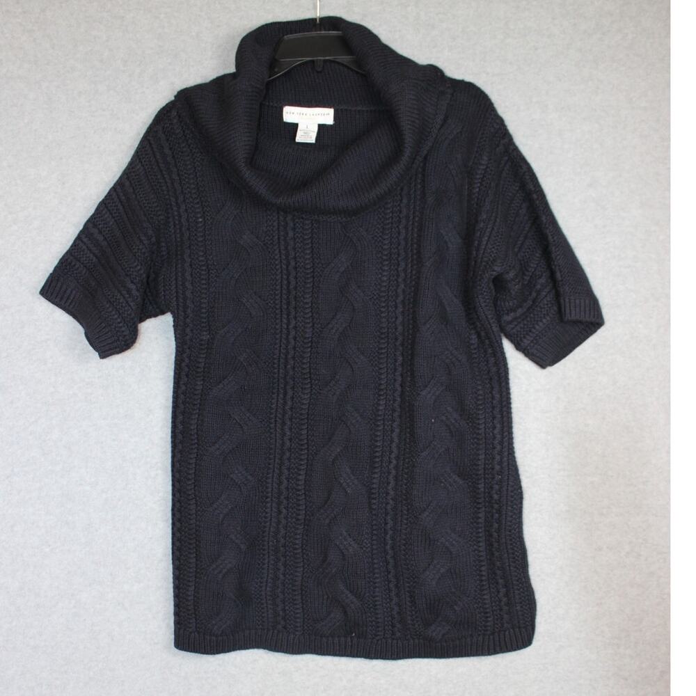 New York Laundry Womens Black Large Short Sleeve‎ Cowl Neck Sweater